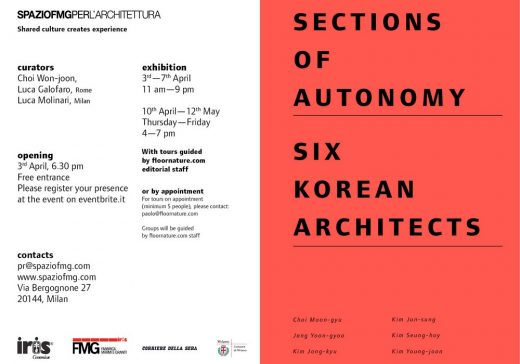 Sections of Autonomy. Six Korean Architects
