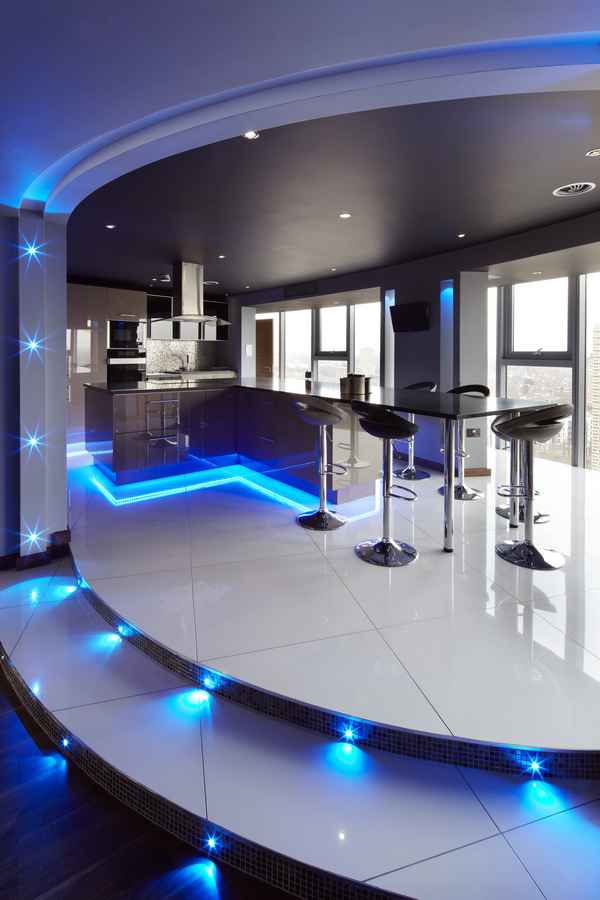modern kitchen lighting neon led interior light bar lights futuristic designs bionics wharf contemporary penthouse falcon strip architects concealed ultra